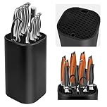 Knife Block Without Knives, Universal Knife Block, Detachable Knife Holder, Space Saver Knife Storage Holder with Scissors Slot, Sharpening Bar Slot, Kitchen Knife Holder Black