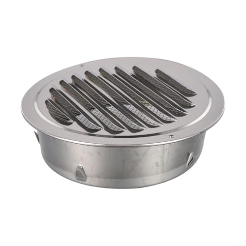 Image of Qualoramall Round Stainless Steel Vent Grille 70-300mm Exterior Wall Air Outlet Cover with Mesh for Indoor Outdoor Airflow and, Silver(200mm Tube)