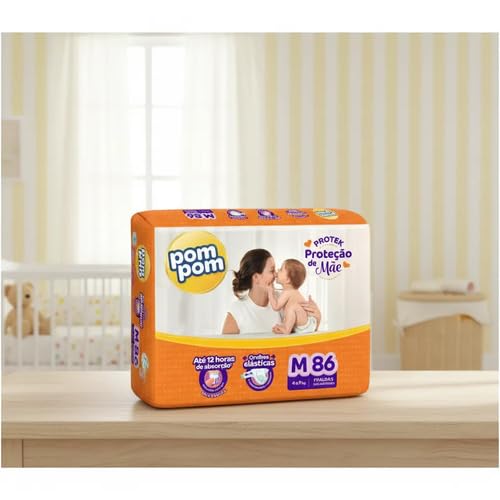 Fralda Pom Pom Protek Proteção de Mãe Hiper M 86 Unidades