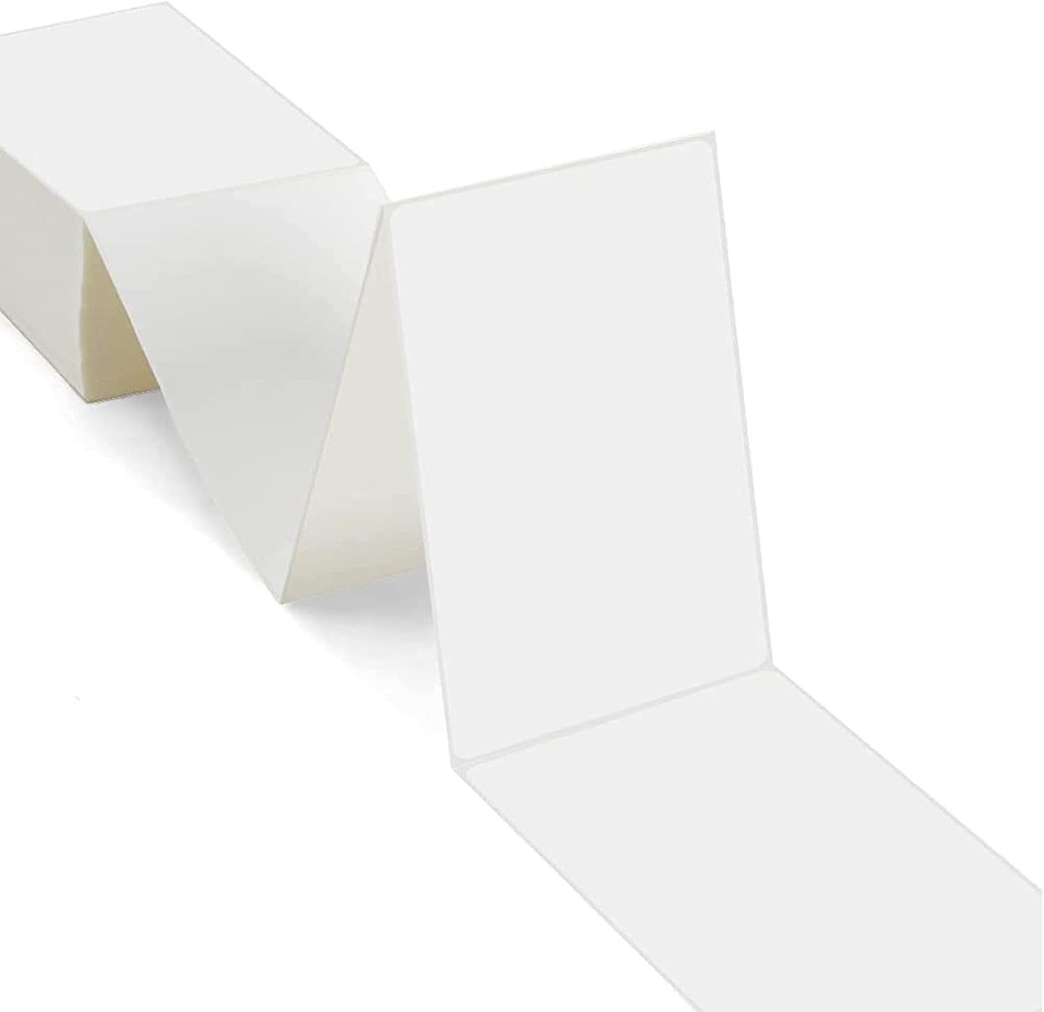 MPRT Fanfold 46 Direct Thermal Shipping Labels - White Mailing Postage Paper for Thermal Printer, Permanent Adhesive - 4 Stacks, 4000 Labels
