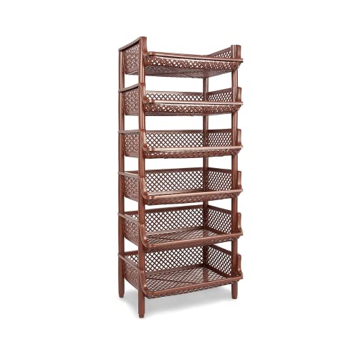 ARTECSIS Étagère de Rangement Plastique 6 Niveaux / 120x50x40cm Marron/Max 10Kg/Panier
