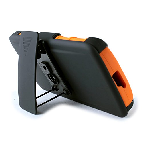 Power Destiny Sunset Holster Case, Coveron® For Lg Power Destiny Sunset Belt Clip Holster Case [Explorer Series] Hybrid Heavy Duty Phone Cover With Kickstand & Card Slot - Neon Orange/Black #TOP1