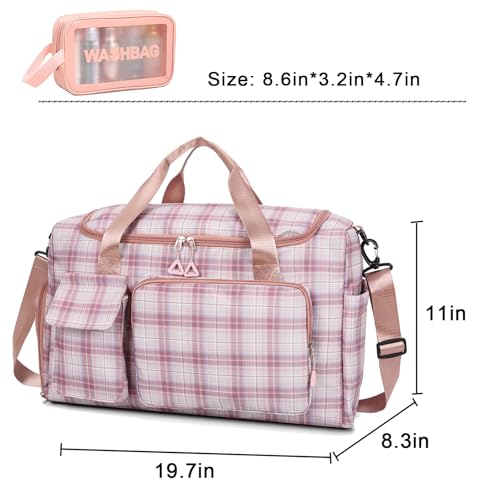 Image of Small Gym Bag for Women, Travel Duffle Bag Carry On Weekender Bag with Shoe Compartment