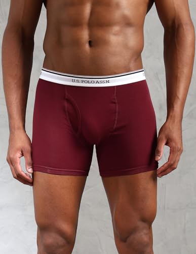 Image of U.S. Polo ASSN. Men's I667 Ribbed Cotton Mid Rise Underwear Trunks - Pack of 3