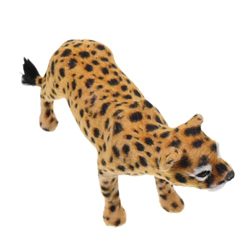 LEDMOMO リアルな模様と柔らかい質感のプラスチック製ヒョウ置物 オフィスや書棚にな野生動物のシミュレーションフィギュア デスクトップ