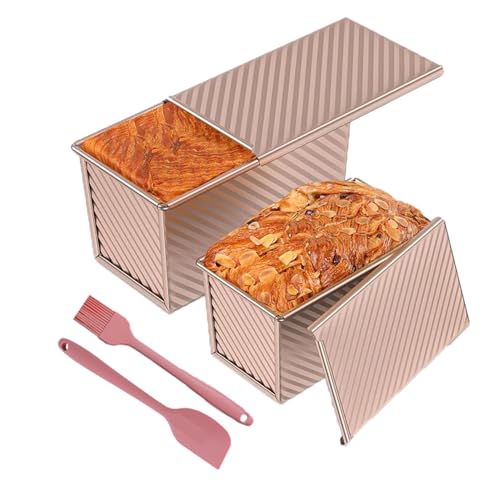 ZGNGLIZ Lot de 4 moules à pain, antiadhésifs, avec couvercle, 550 g, faciles à démouler et à nettoyer, pour pain fait main