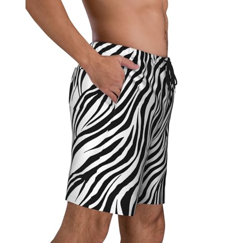Men's Quick-Dry Swim Trunks Zebra Print Print Beach Shorts with Pockets & Drawstring Elastic Waistband3