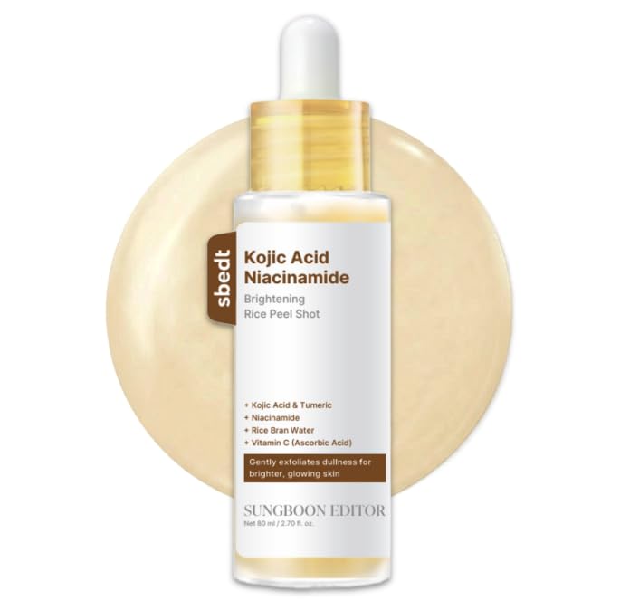 SUNGBOON EDITOR Kojic Acid Peel Shot Serum – Exfoliating Dark Spot Care with Rice Water, Niacinamide, AHA BHA PHA & Hyaluronic Acid, Brightening Facial Serum for Even Tone, 1.01 fl oz