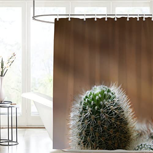 HRBK Rideau de Douche 150x180 Brun Figue De Barbarie Rideaux de Douche Durable Polyester Tissu Lavable Rideau Salle de Bain avec Crochets pour Salle de Bain Douche et Baignoire