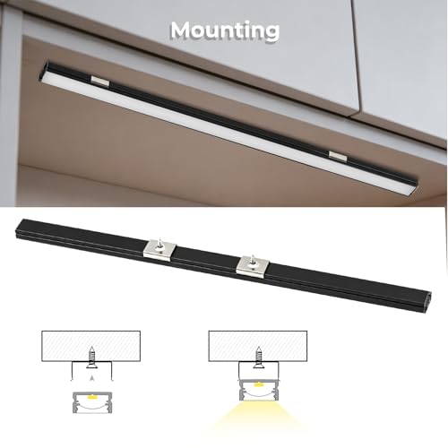 Image of VST 20pack 3.3ft LED Channel, U Shape Led Diffuser Channel, LED Aluminum Channel System with Milky Cover, End Caps and Mounting Clips, Aluminum Profile for LED Strip Light Very Easy Installation