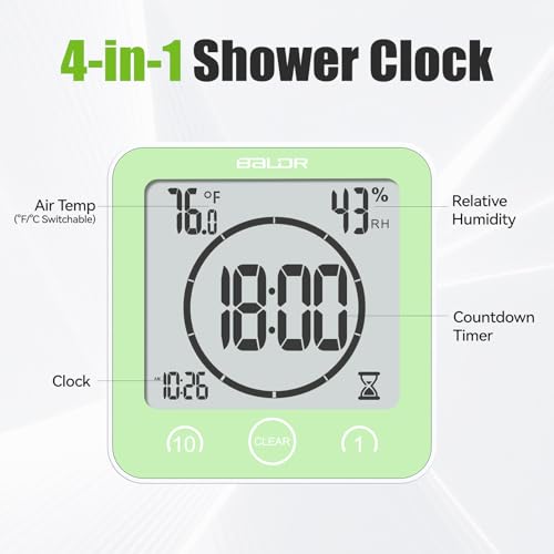 Miniatura 2 de Baldr Reloj De Ducha Lcd Impermeable, Verde, 4.16 Pulgadas De Largo X 1.63 Pulgadas De Ancho X 4.32 Pulgadas De Alto 105.741.5109.7 Mm