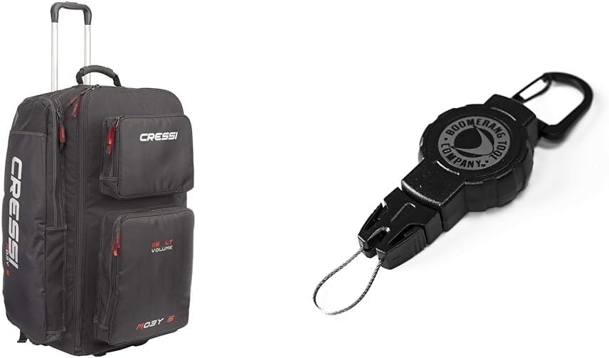 Cressi Moby 5, Black/Red & Boomerang Tool Company Scuba Retractable Gear Holder with Carabiner - Black