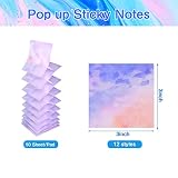 12 Pads Pop up Sticky Notes, 3x3 Cute Gradient Watercolor Self Stick Notes Pads, Multi Color Super Adhesive Memo Pads Refills, Easy to Post Paper Home Office Notebooks Supplies Accessories