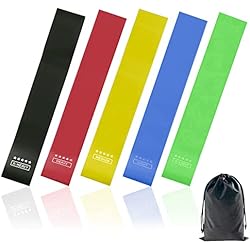 Bandas Elásticas Fitness, Bandas de Resistencia, Set de 5 Cintas Elásticas Fitness y Musculación de Látex, Guía de Ejercicios, Cintas para Glúteos, Crossfit, Bolsa de Almacenamiento. (Mixto)