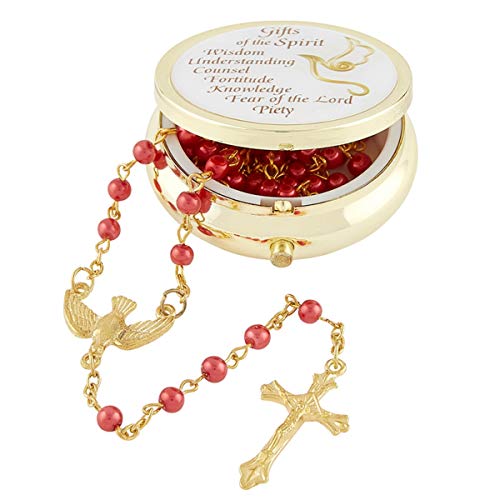 Needzo Spirit of The Lord Confirmation Rosary with Case, 18 Inch
