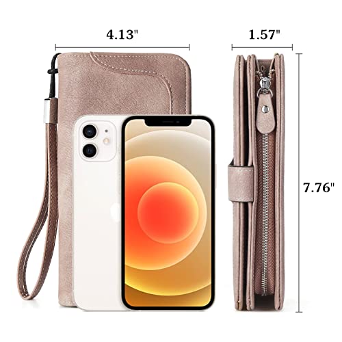 Bostanten Womens Wallet Leather Large Capacity Wristlet Clutch Purse Credit Card Holder Purple Pink #TOP3