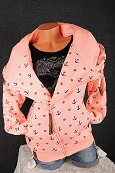VIN TE Sweatjack voor dames, XXL, capuchon, hoody, overgangsjas, fleece, gevoerd, schuine ritssluiting, verschillende modellen, ankerpoot, effen, M - 7XL, XL
