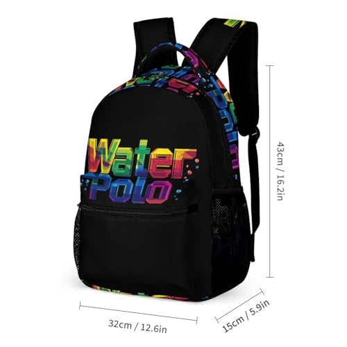 Colorful Water Polo 3 Pcs Backpacks Set Combination 16“ Travel Backpack Portable Lunch Bag Pencil Case for Unisex2