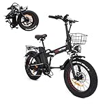 Woozis Bici Elettrica Uomo, Bicicletta Elettrica, Ebike, 20" x 4.0 Fat Tire, Compatibile con batterie rimovibili Samsung da 10 Ah, Freni Idraulici, Cambio a 7 Marce (Nero, Ampere/ore, 20)