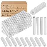 Lineshading 200 Pcs Expanding Plastic Screw Anchors 3/16" Hole White Plastic Anchors for Concrete Masonry Tile Cement Bolt Expansion Tube for #4,5,6 Screws, Fix to Wall Drywall or Other (1-1/2")