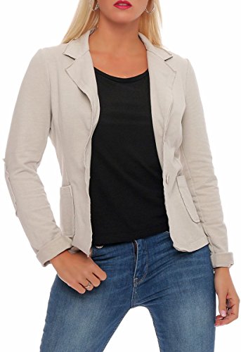 Malito Clásico Chaqueta en el Básico Chaqueta del Sudor Business 1651 Mujer (XL, Beige)