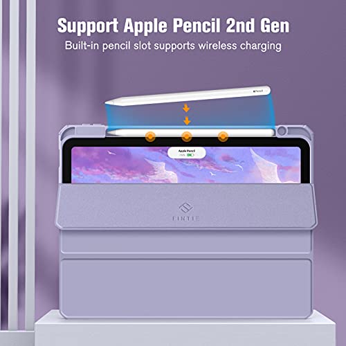 Fintie Hybrid Slim Case For Ipad Air 5Th Generation (2022) / Ipad Air 4Th Generation (2020) 10.9 Inch - [Built-In Pencil Holder] Shockproof Cover With Clear Transparent Back Shell, Lilac Purple #TOP6