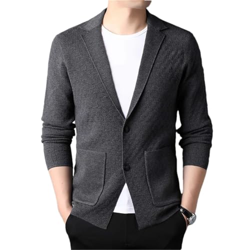 Men Classic Button Front Textured Knit Blazer Cardigan Sweater Casual Soft Long Sleeve Knitwear