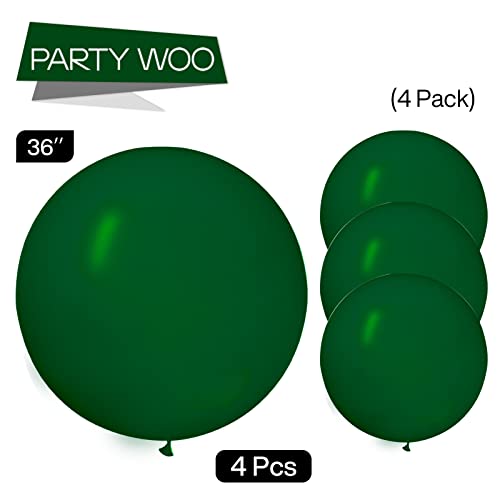 Image of PartyWoo Dark Green Balloons 4pcs 36 Inch Emerald Hunter Forest Green Balloons for Wedding Boy Baby Shower Birthday Christmas Graduation Dinosaur Jungle Golf Theme Party Decorations Green-Y56