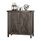 GarveeMore Mueble Cocina Aparador con Puertas y Estante Regulable Buffet Rustico para Cocina, Salón o Comedor Mueble Auxiliar 76x40x80 cm Roble Antiguo