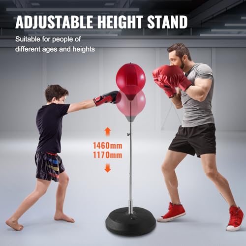 VEVOR Punching Bag, Reflex Boxing Bag for Kids & Adults, Height Adjustable Free Standing Strike Bag Set with Boxing Gloves & Stand, Workout Speed Bag for Home Gym Training, Stress Relief & Fitness - Image 3