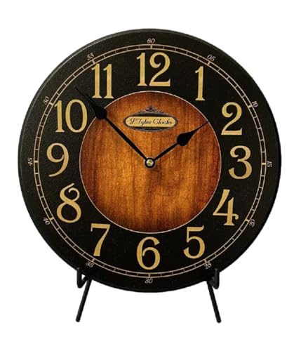 The Big Clock Store Handcrafted Black & Wood Wall Clock | Silent Non-Ticking Mechanism | Rustic Charm for Kitchen, Living Room, or Bedroom | Battery Operated | Made in USA | Large (12-Inch)