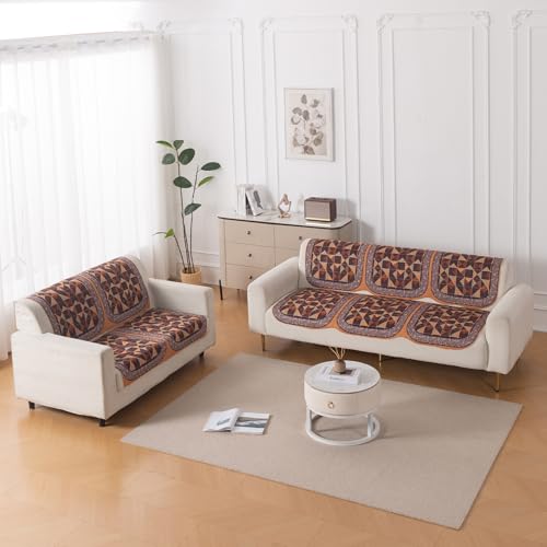 Image of HOKIPO HeavenHue Sofa Cover 5 Seater Panel Set 3+2, Rustic Mosaic