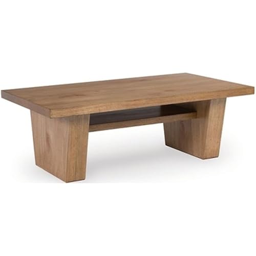 Signature Design by Ashley Kristiland Classic Cocktail Table with 1 Lower Shelf, Light Brown