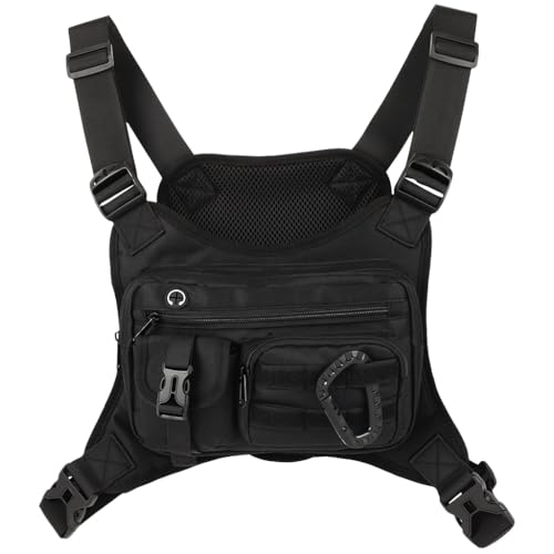 Image of GUSTAVE Chest Bag for Men Women Black Tactical Vest Bag Waterproof Multi-pockets Adjustable Rig Bag for Running, Cycling, Sports, Workouts, Outdoor