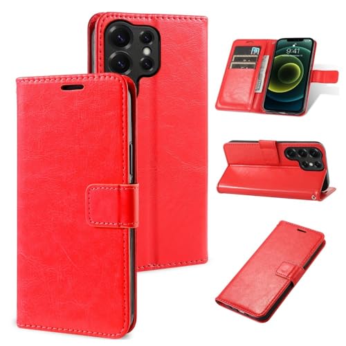 Housse Samsung Galaxy A32 5G rouge protection intégrale cuir uni clapet porte-carte