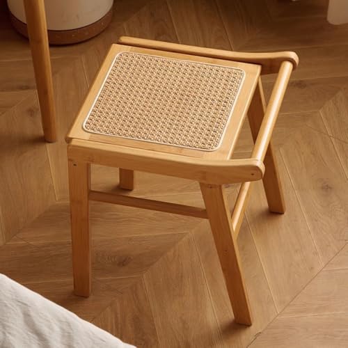 Tabouret de coiffeuse en bambou pouf bas rotin chambre à coucher - 5