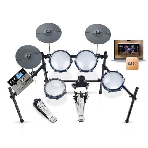 HAMPBACK ACE-307 Electric Drum Sets for Beginner with Quite Mesh Pads, 2 Cymbals w/Choke, 52+20 Drum...