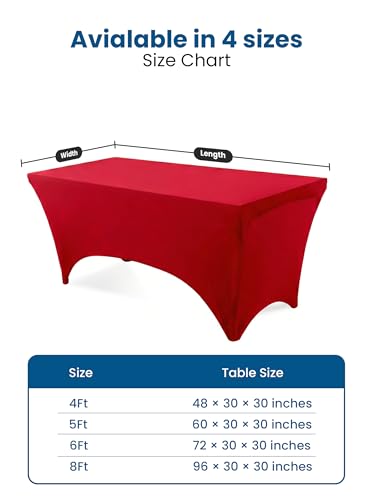 Image of Utopia Kitchen Spandex Tablecloth 2 Pack [4FT, Red] Tight, Fitted, Washable and Wrinkle Resistant Stretch Table Cloth Rectangle Cover for Trade Show, Weddings & Parties [48Lx30Wx30H Inch]