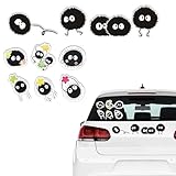 Pounchi Kawaii Soot Sprite Car Decals (2 Pcs) Cute Anime Bumper Sticker Vinyl Decals Car Accessories for Automotive Truck Motorcycle Wall Window Decor