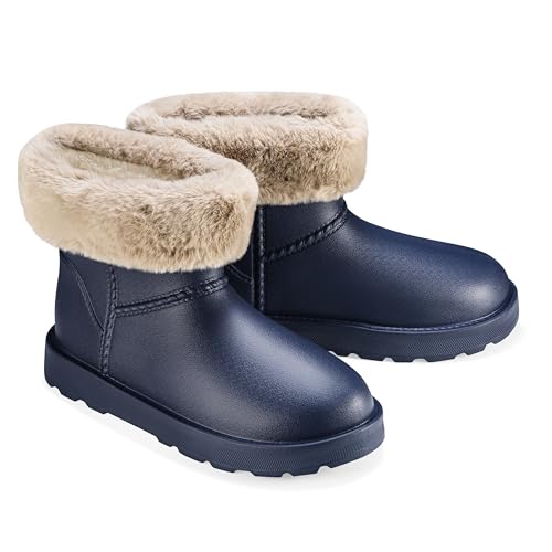 ESTRO Warme Gummistiefel Damen Gefüttert - Gummistiefel Gefüttert Damen Wasserdicht Winterschuhe F115 (38 EU, Dunkelblau)
