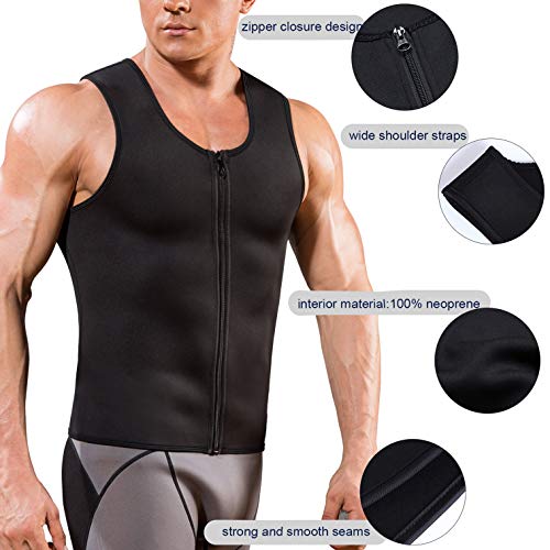 image for LODAY Mens Sauna Waist Trainer Corset Vest with Zipper for Weight Loss