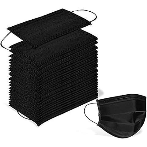 Zuvo 100 Pack Disposable 3 Ply Face Mask, Suitable for Home, School, Office and Outdoors (100, Black) Cover