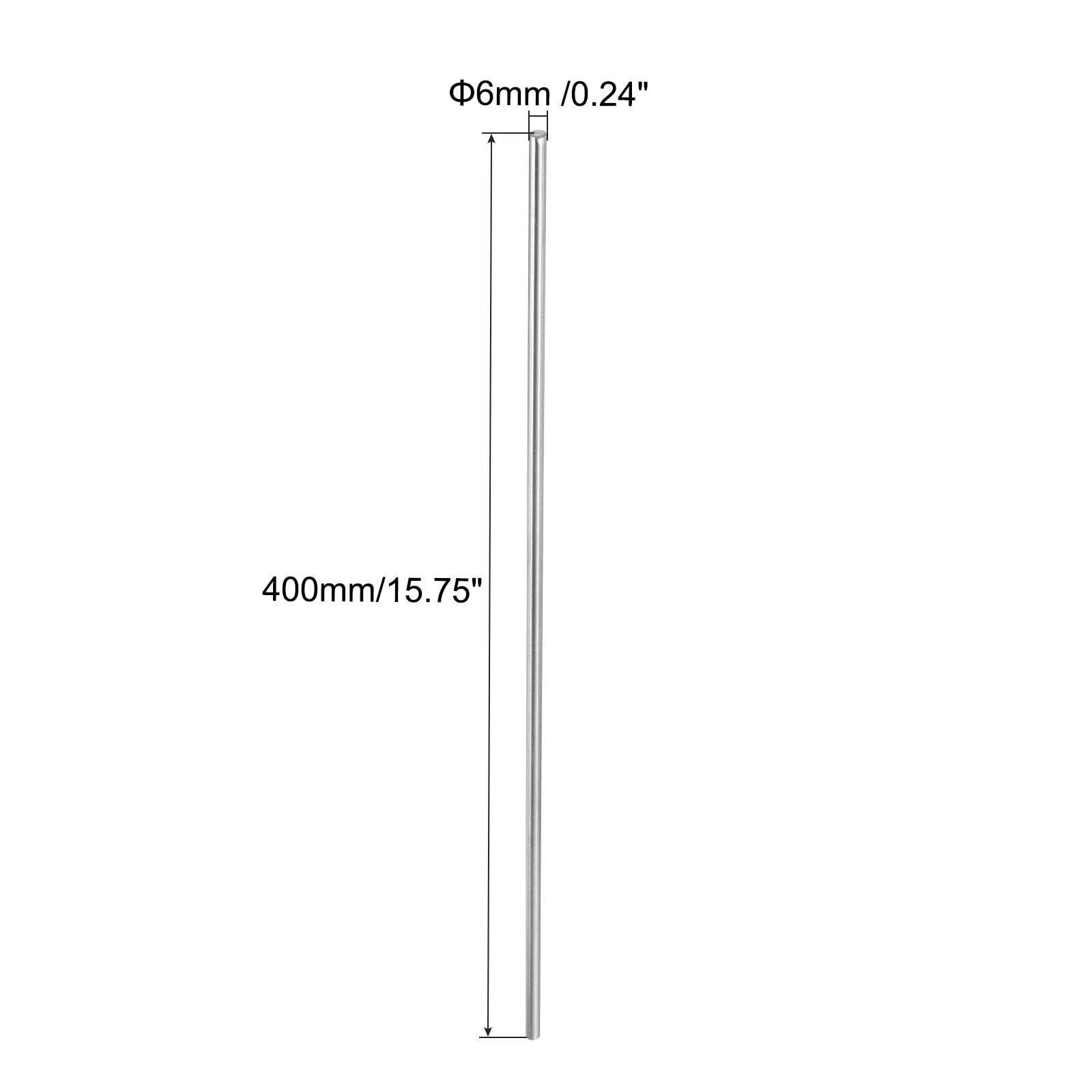 sourcing map 304 Inox Acier Rond Tiges, 6mm x 400mm Solide Arbre Tiges pour DIY Artisanat Modèle Voiture Hélicoptère Avion, Paquet de 4