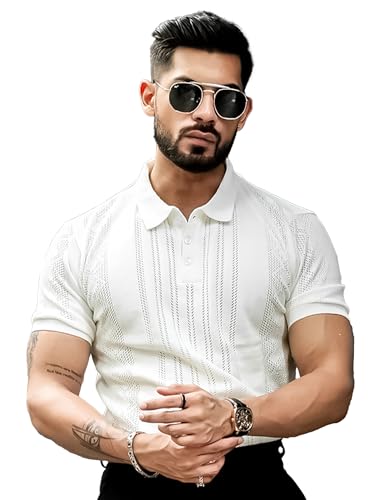 Image of Maniac || Mens || Solid Textured || Polo Neck || Half Sleeve || Cotton || Polo T-Shirt