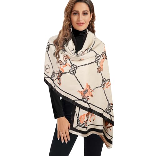 EXTREE Scarfs for Women Pashmina Silky Shawl Wrap for Evening Dressing Blanket Open Front Poncho Cape Aaa-orange