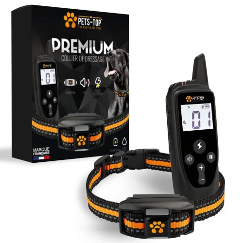 One PETS-TOP® Collier Dressage Chien avec Télécommande | Collier Anti Aboiement avec Télécommande | Collier de Rappel pour Chien | Collier Electrique pour Chien | Collier Education Chien | 1000m