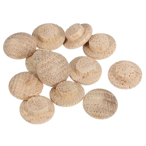 Image of uxcell 12 Pcs 0.39 x 0.71 Inch Wood Hole Plugs, Wooden Screw Hole Cover, Wood Pocket Button Plug for Chair Stair Craft Furniture Woodworking