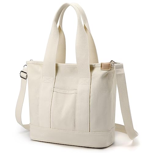 Large Capacity Canvas Tote Bag for Women - Casual Style, Adjustable Shoulder Strap, Zipper Closure