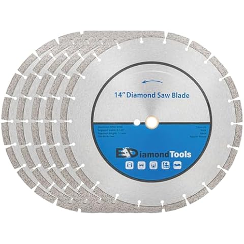 14" Segmented Diamond Saw Blade for Concrete, Brick, Block and Masonry, 12mm Segment Height, 1" Arbor, 5-Pack Cover