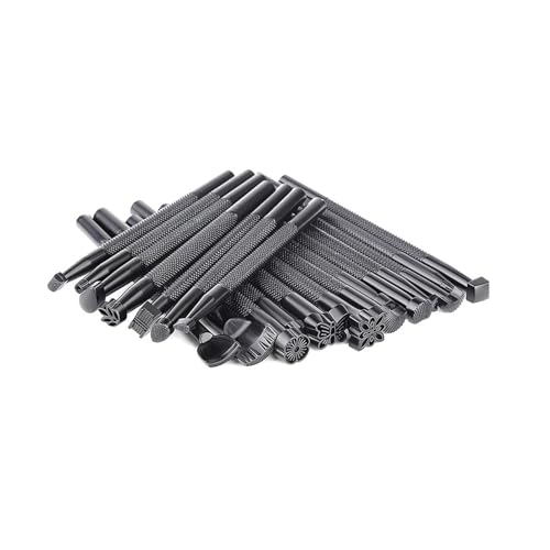20Pcs Leather Stamping Kits Tools, Different Shape Saddle Making Stamp Punch Set, Leather Carving Kit Leather Stamps for DIY Leather Crafts (Black)